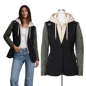 $698 VERONICA BEARD Military Dickey Blazer Jacket Sz 2 Black